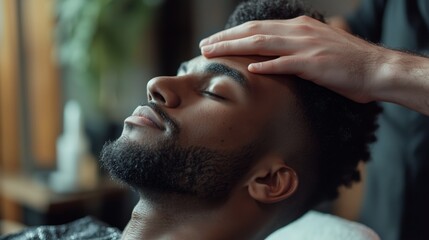 Relaxing haircut experience at a modern barber shop with a focused stylist attending to a client in the afternoon