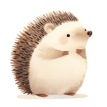 recommend clip art: Cute cartoon hedgehog illustration with brown and white fur, perfect for children's books, posters, and decorative purposes.