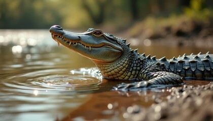 Fototapeta premium crocodile in the water