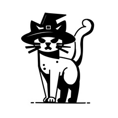 cat wearing a witch's hat for Halloween