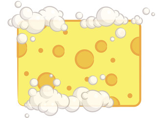 Sponge Dishwashing Scrubber with Soap Bubbles