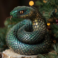 Obraz premium New Year Serpent Ornament. Holiday Decor for Festive Celebration and Design.