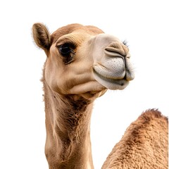 Fototapeta premium Arabian Camel Headshot on White Background - Realistic AI-Generated Full Body Side View HD Image