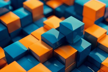 Obraz premium Blue and orange cubes background