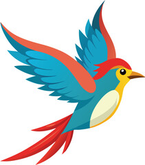 A colorful flying bird art illustration