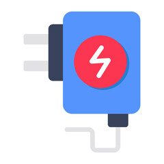 A flat design icon of mobile charger