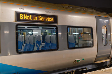 Out of Service Train at Night