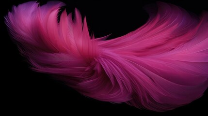 Obraz premium A vibrant display of flowing pink feathers against a dark background, showcasing elegance and movement.