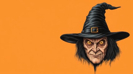 A Funny Cartoon of an Old Witch With a Black Hat for Halloween Festivities