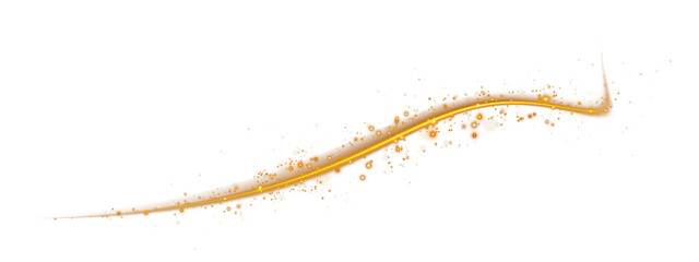 Abstract light lines of motion and speed with sparks of yellow color. Light everyday luminous effect. Semicircular wave, light trace curve swirl. PNG.