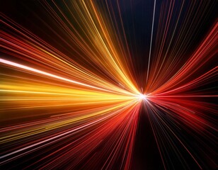 Obraz premium image featuring dynamic, flowing light streaks with a spectrum of warm colors ranging from yellow to deep red, against a dark background.