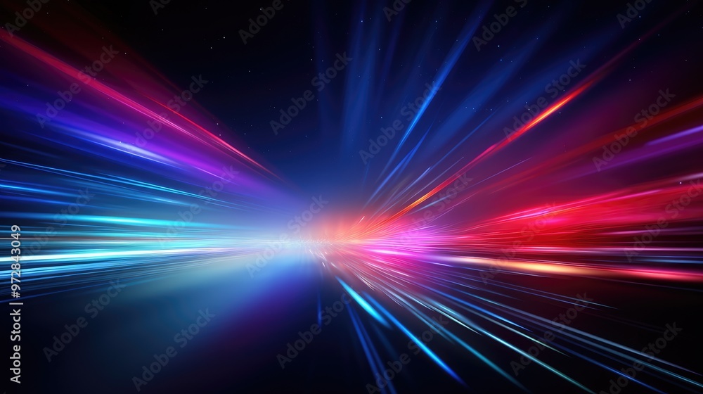 Poster a vibrant display of light streaks in various colors, creating a dynamic sense of speed and motion a