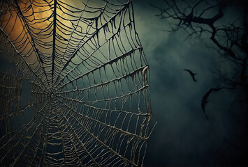 intricate spider web illustration capturing a spooky Halloween mood