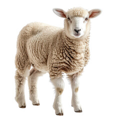 Fototapeta premium Cute white lamb standing isolated transparent background