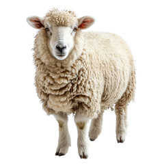 Fototapeta premium White sheep standing isolated transparent background
