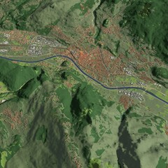 3D illustration of city and urban in Trento Italy
