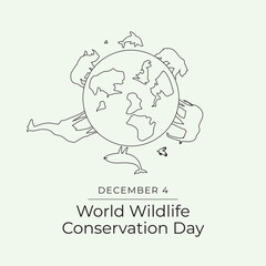 World Wildlife Conservation Day vector design template good for celebration usage. World Wildlife Conservation Day design. continuous line drawing. eps 10.
