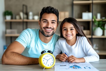 A family budgeting time and money, creating a resource management plan for household expenses, travel, and leisure