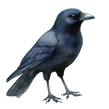 recommend clip art: cute Crow watercolor clipart illustration isolated