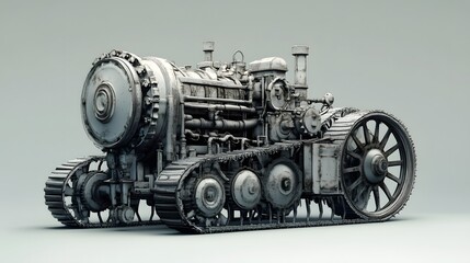 Fototapeta premium 25. **3D depiction of an agricultural engine with rugged components and large cooling fins