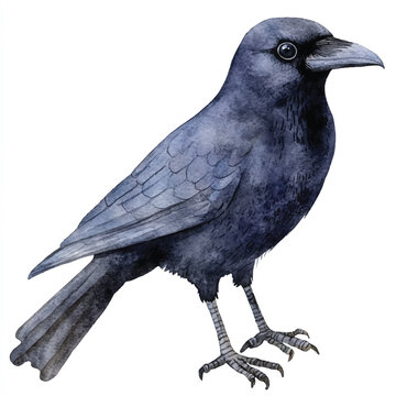 recommend clip art: cute Crow watercolor clipart illustration isolated