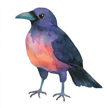recommend clip art: cute Crow watercolor clipart illustration isolated
