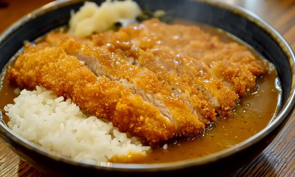 Crispy Chicken Katsu with Rice and Curry