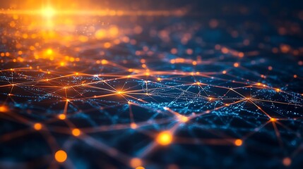 Global network of dots and lines forming an abstract plexus on a light backdrop, showcasing a futuristic digital technology theme