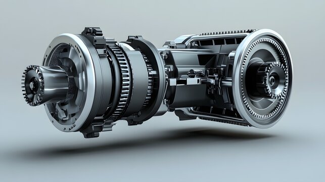 12. **Detailed 3D render of a rotary engine with a visible rotor and housing