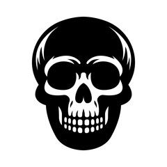 Spooky Skull Vector Illustration in Simple Style Black and White