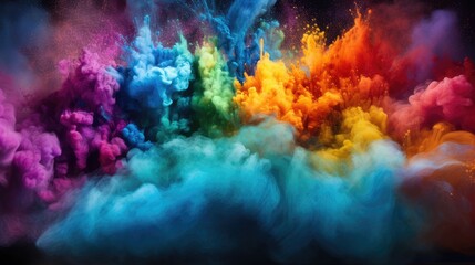 A vibrant explosion of colorful smoke and dust, creating an artistic and dynamic visual effect.