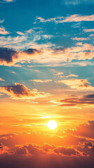 Obraz premium A beautiful blue sky with a large sun in the middle