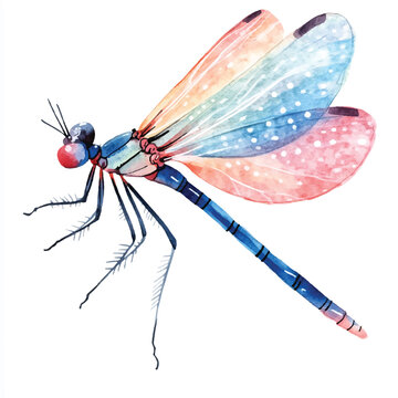 recommend clip art: cute Damselfly watercolor clipart illustration isolated