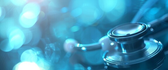 Close-Up View of a Stethoscope on a Surgery Table in a Hospital Setting During Evening Hours