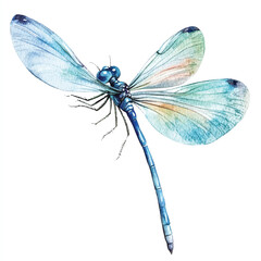 cute Damselfly watercolor clipart illustration isolated