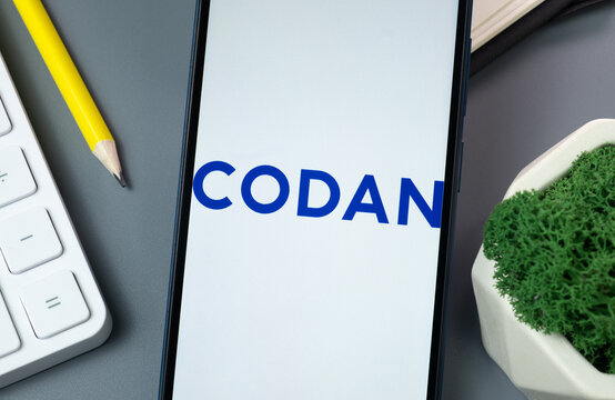 New York, USA - 30 August 2024: Codan Forsikring Logo on Phone Screen, Company Icon on Display