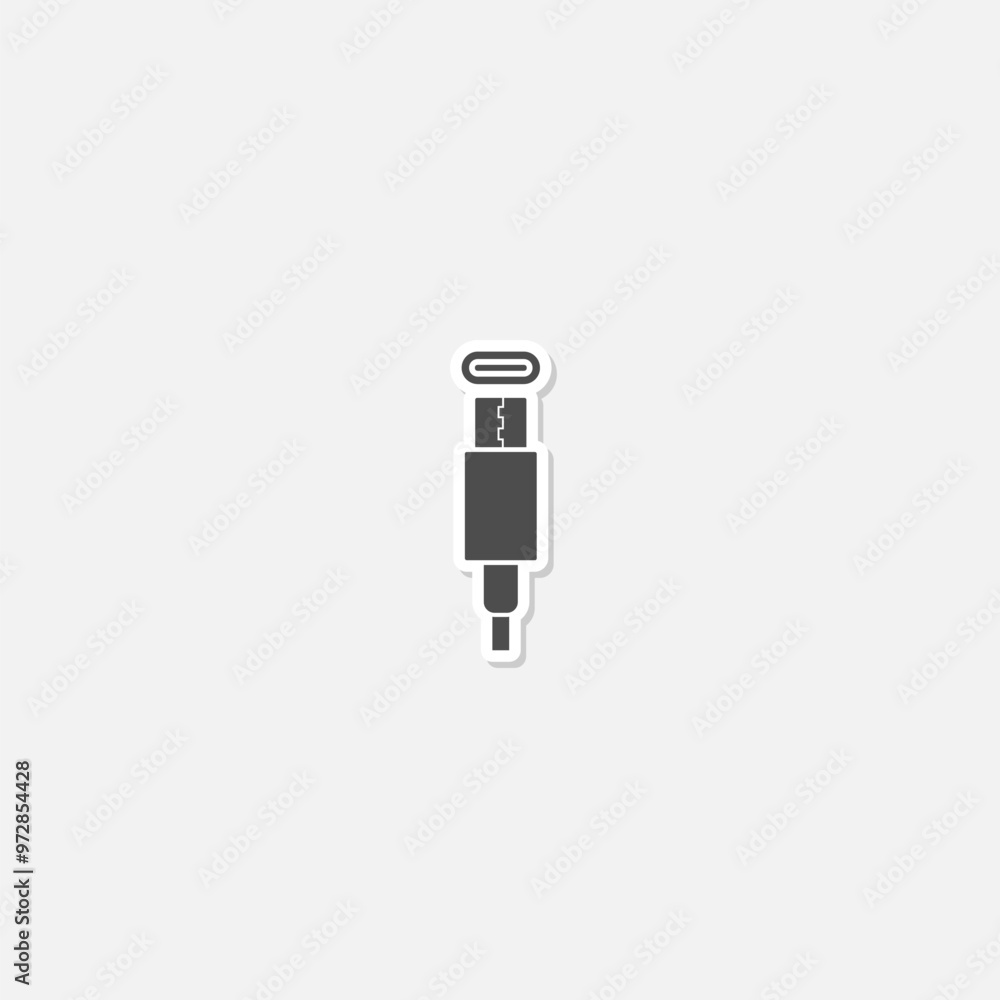 Poster usb type c connection icon sticker isolated on gray background