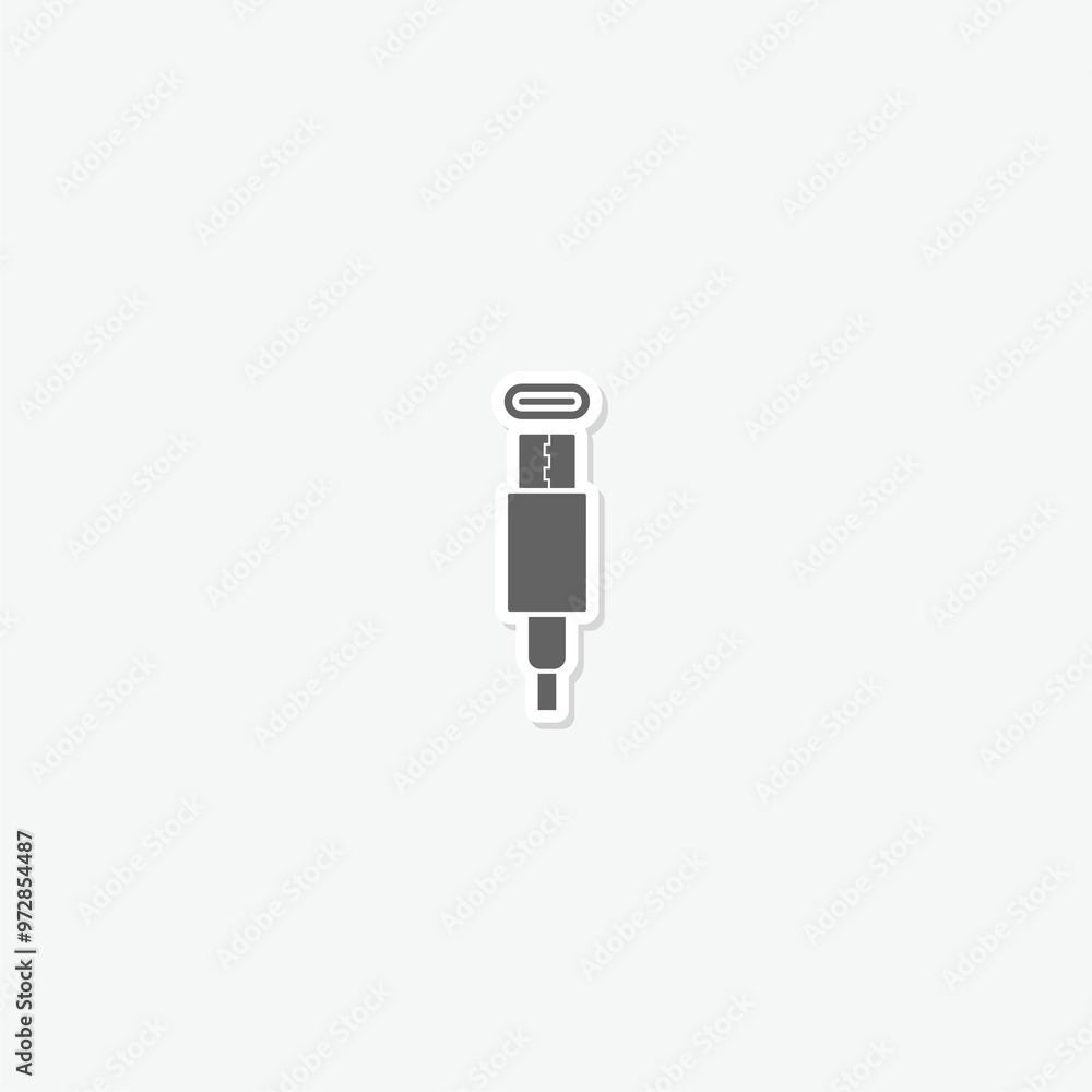 Poster usb type c connection icon sticker isolated on gray background