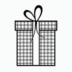 a gift box in a cage and stripes with ties. contour image on a white background in the apartment