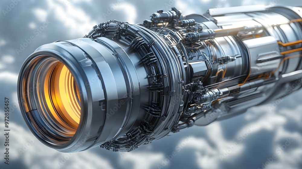Poster 7. **3d render of a futuristic rocket engine with sleek lines and high-tech details