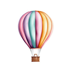 Fototapeta premium Colorful hot air balloon soaring in the sky, symbolizing adventure and freedom with vibrant hues and a picturesque landscape.