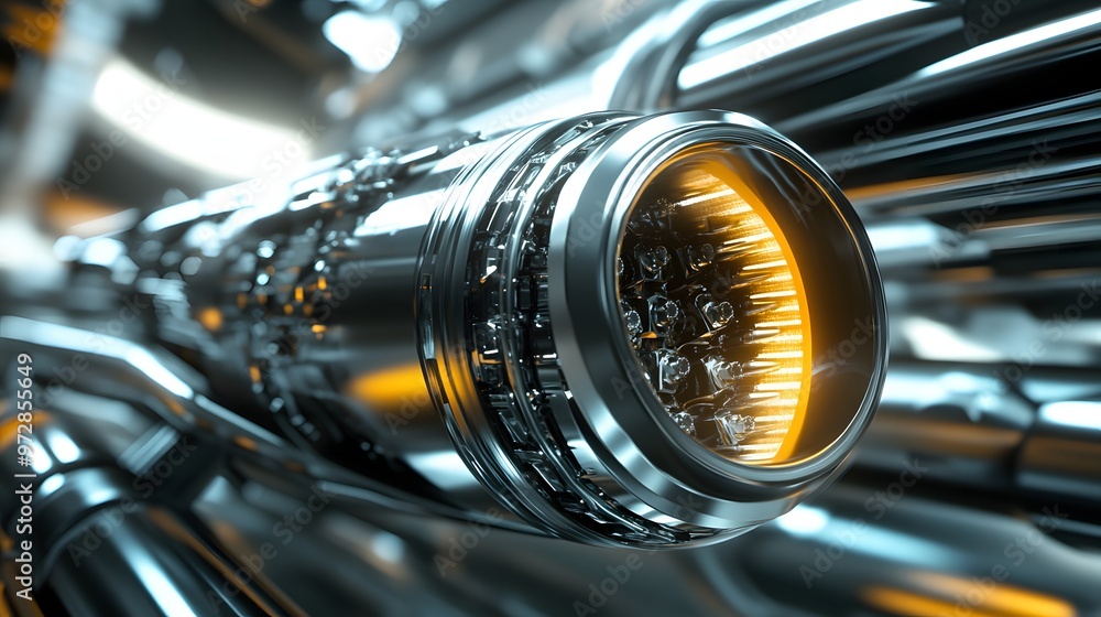 Aufkleber 7. **3d render of a futuristic rocket engine with sleek lines and high-tech details