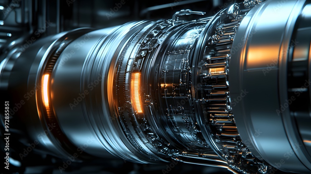Aufkleber 7. **3d render of a futuristic rocket engine with sleek lines and high-tech details