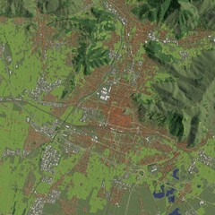 3D illustration of city and urban in Brescia Italy