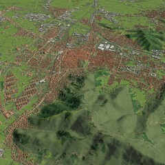 3D illustration of city and urban in Brescia Italy