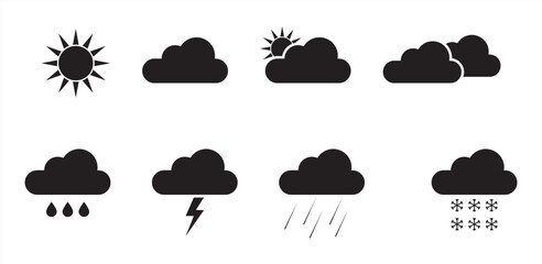 weather icon, sun, cloudy, rain, snow vector illustration