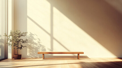 Modern Minimalist Interior with Natural Light and Green Plants