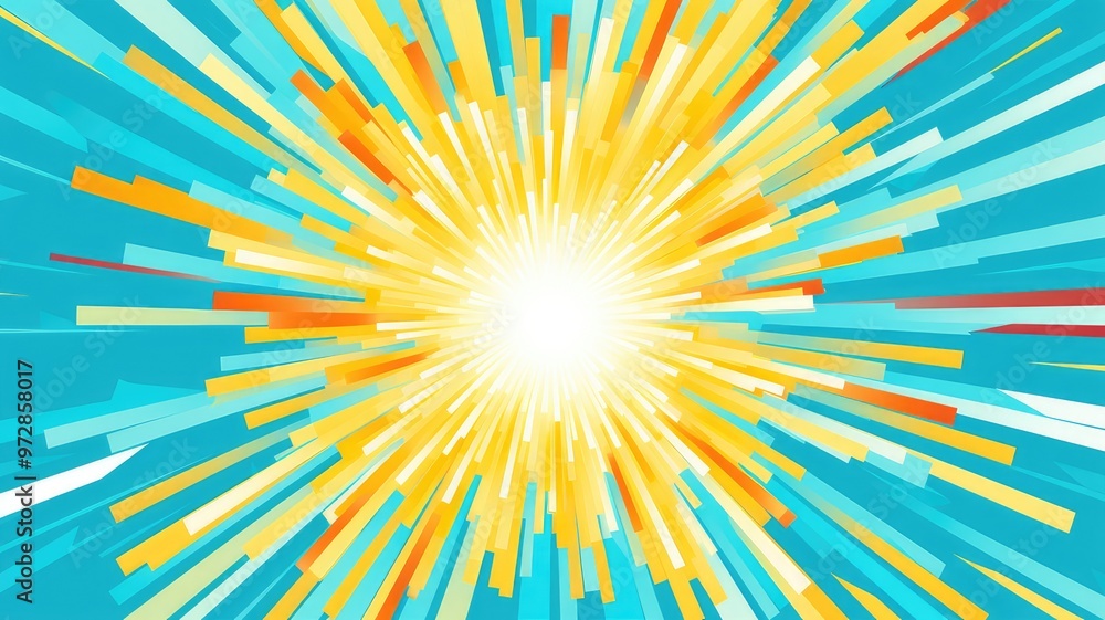 Poster a vibrant explosion of colors radiating outward, creating a dynamic and energetic visual effect.