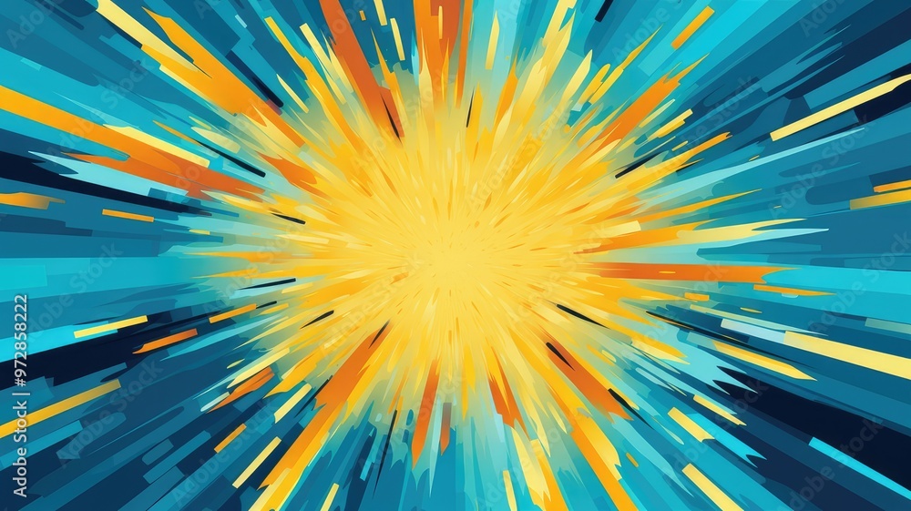Poster a vibrant explosion of colors radiating outward, creating a dynamic and energetic visual effect.