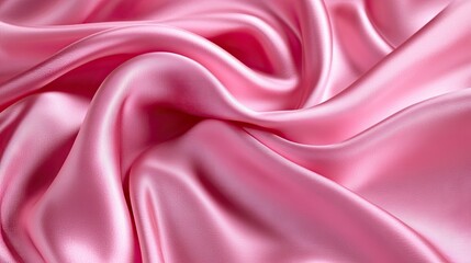 Obraz premium A luxurious pink satin fabric flowing in soft waves, capturing the light and creating a silky texture